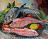 Nature morte 3 poissons: 1 daurade, rougets barbet et grondin