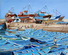 aglomerat de bateaux de pêche à Essaouira, ex-mogador, maroc