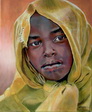 Portrait d`un enfant du Darfour - huile sur toile